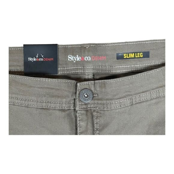 Style & Co Taupe High Rise Tummy Control Slim Jeans Size 22W NEW Stretch - Picture 2 of 7